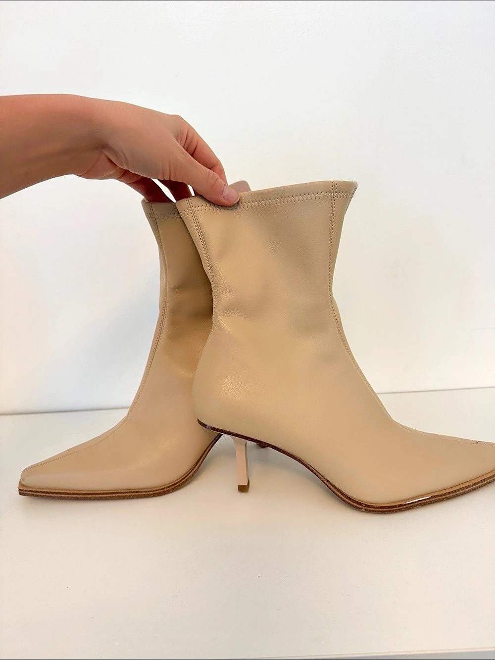 Steve madden Pointed Toe Heeled Boots in Beige